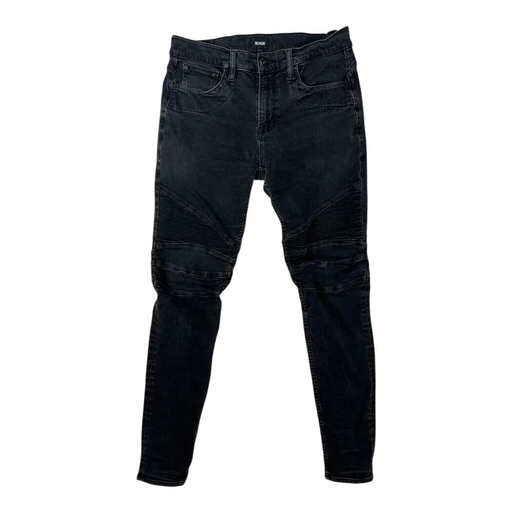 Hudson Ethan Biker Skinny Jeans Mens 34x34 Gray Moto Stretch Denim Charcoal Wash